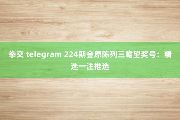 拳交 telegram 224期金原陈列三瞻望奖号：精选一注推选