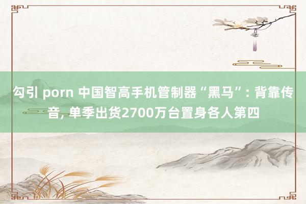 勾引 porn 中国智高手机管制器“黑马”: 背靠传音， 单季出货2700万台置身各人第四