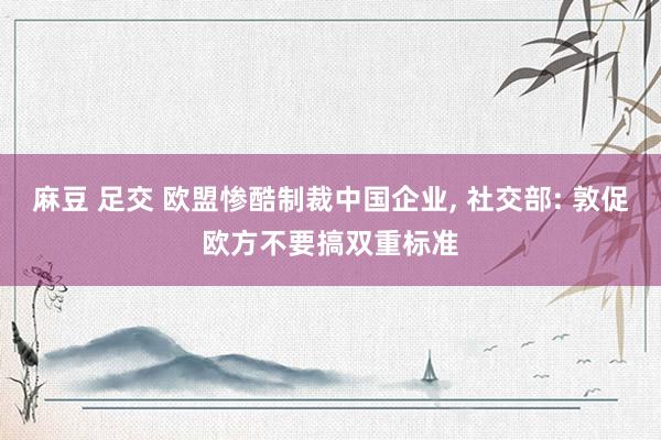 麻豆 足交 欧盟惨酷制裁中国企业， 社交部: 敦促欧方不要搞双重标准